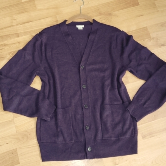 Club Monaco Button Boyfriend Cardigan S Purple Laine Wool - Picture 3 of 11